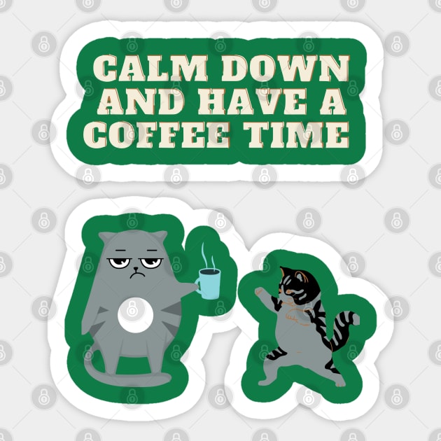 calm down and have a coffee time funny Sticker by kiyomisdadaaaa